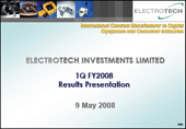 1Q FY2008 Results Presentation